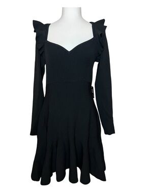 NWT Medium Express Black Ruffled Shoulder Midi Dress